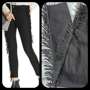 Aqua Black Fringe Skinny Jeans
